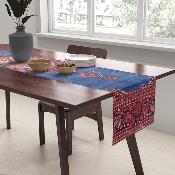 Silk Kashan Central Persian Rug Print Table Runner Gallery Image 2