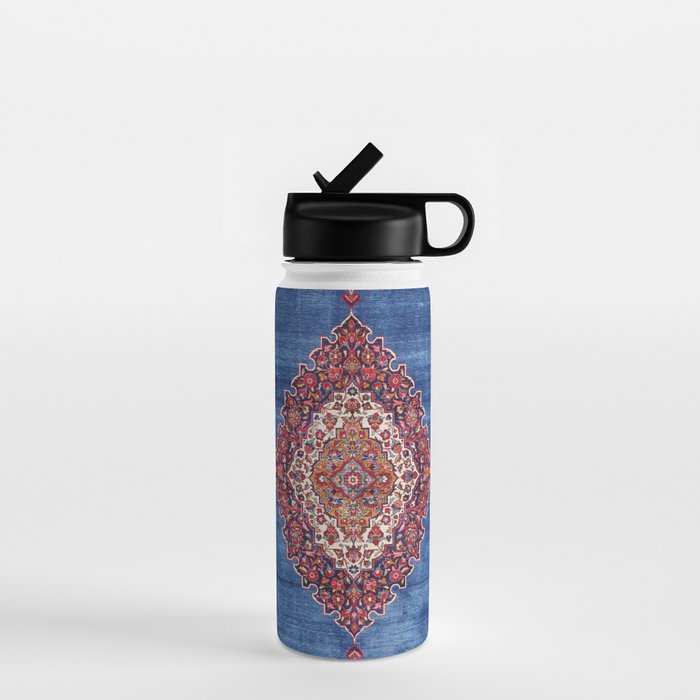 Silk Kashan Central Persian Rug Print Water Bottle Gallery Image 1