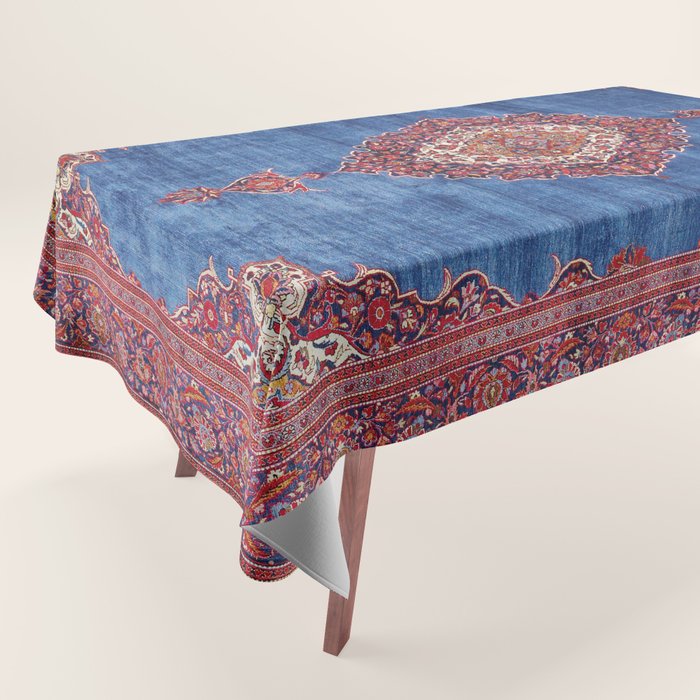 Silk Kashan Central Persian Rug Print Tablecloth Gallery Image 1