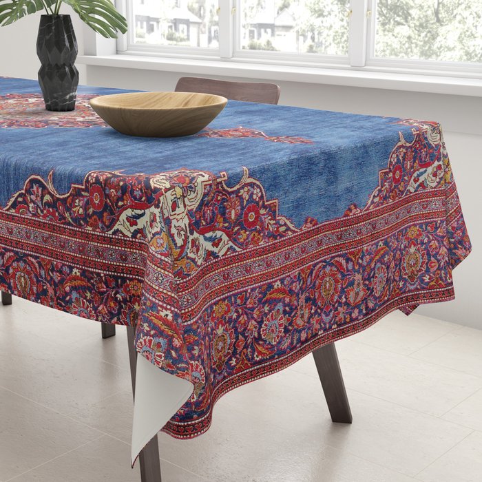 Silk Kashan Central Persian Rug Print Tablecloth Gallery Image 3