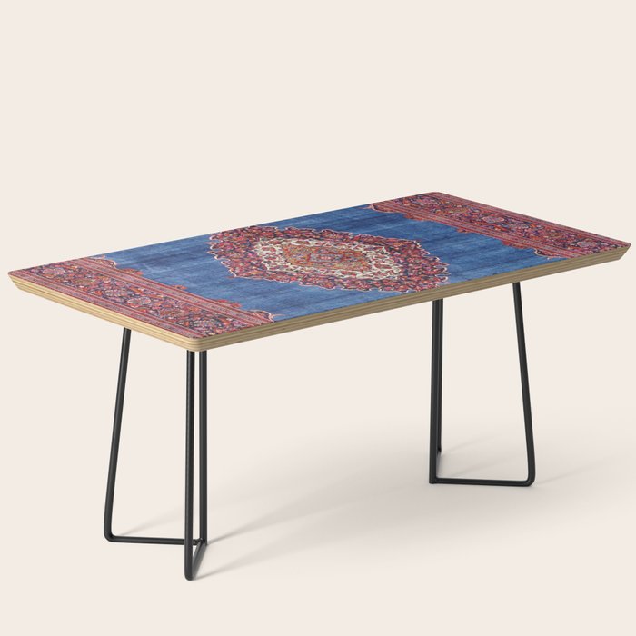 Silk Kashan Central Persian Rug Print Coffee Table Gallery Image 1