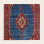 Silk Kashan Central Persian Rug Print Wood Wall Art Gallery Image 1