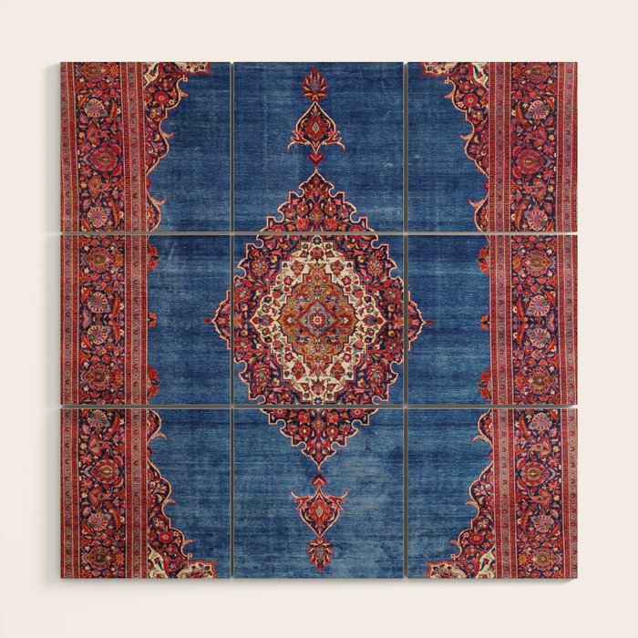 Silk Kashan Central Persian Rug Print Wood Wall Art Gallery Image 1