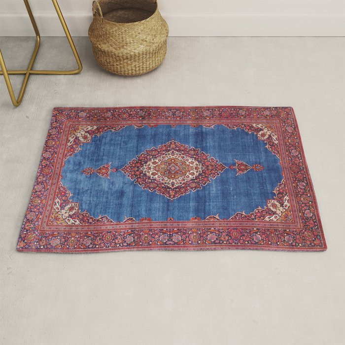 Silk Kashan Central Persian Rug Print Rug Gallery Image 1