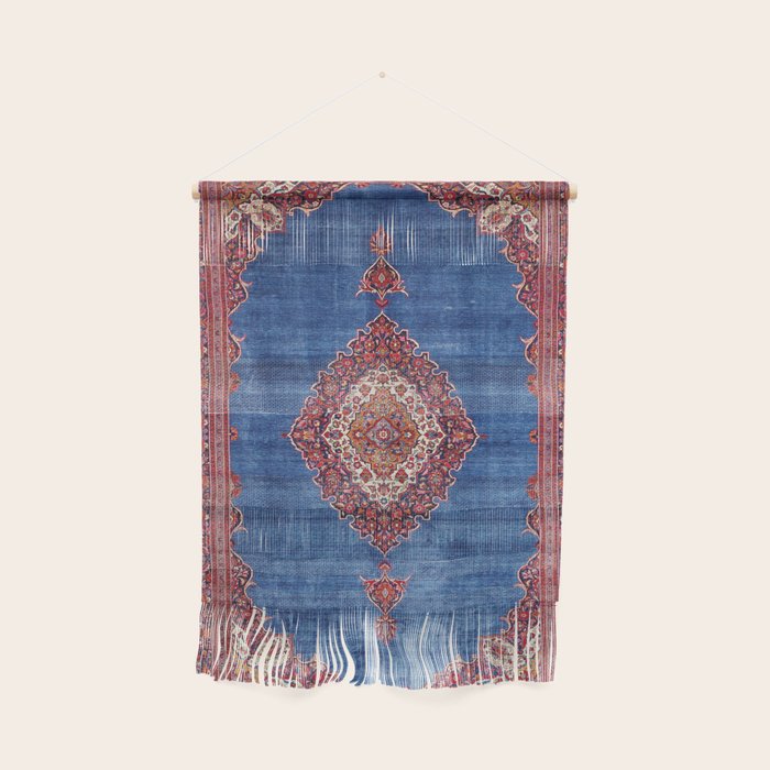 Silk Kashan Central Persian Rug Print Wall Hanging Gallery Image 1