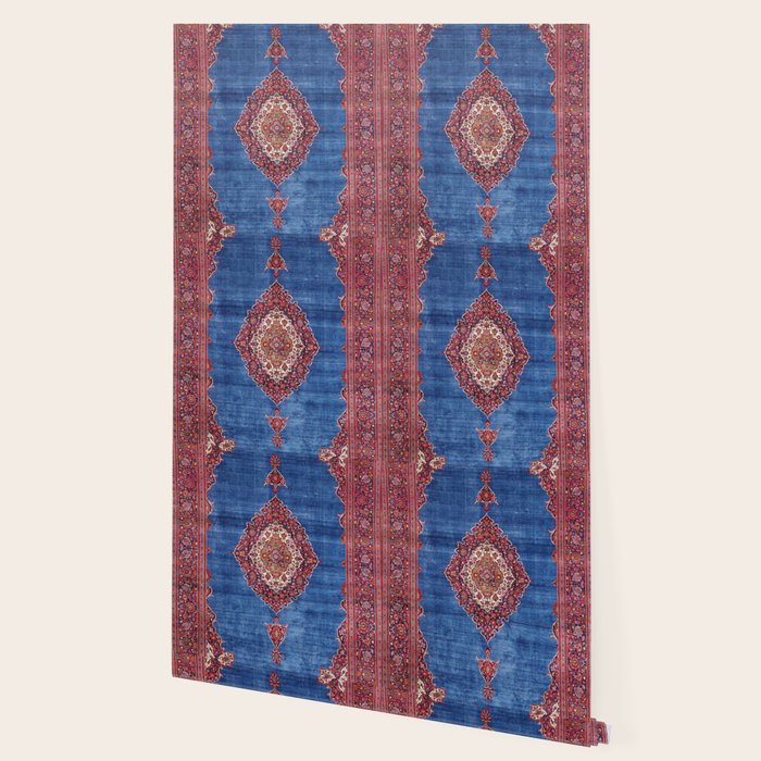 Silk Kashan Central Persian Rug Print Wallpaper Gallery Image 2