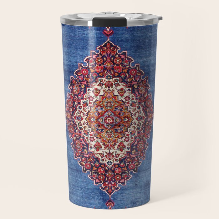 Silk Kashan Central Persian Rug Print Travel Mug Gallery Image 1
