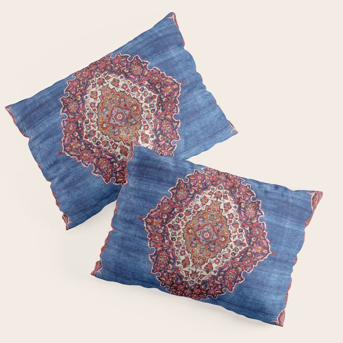 Silk Kashan Central Persian Rug Print Pillow Sham Gallery Image 1