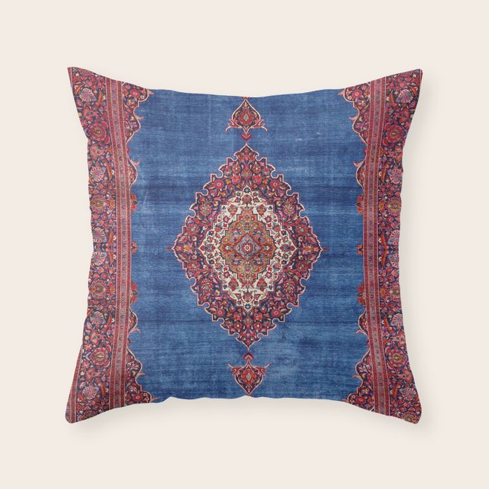 Silk Kashan Central Persian Rug Print Throw Pillow Gallery Image 6