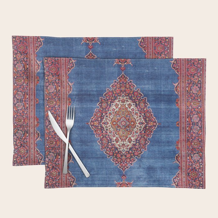Silk Kashan Central Persian Rug Print Placemat Gallery Image 1
