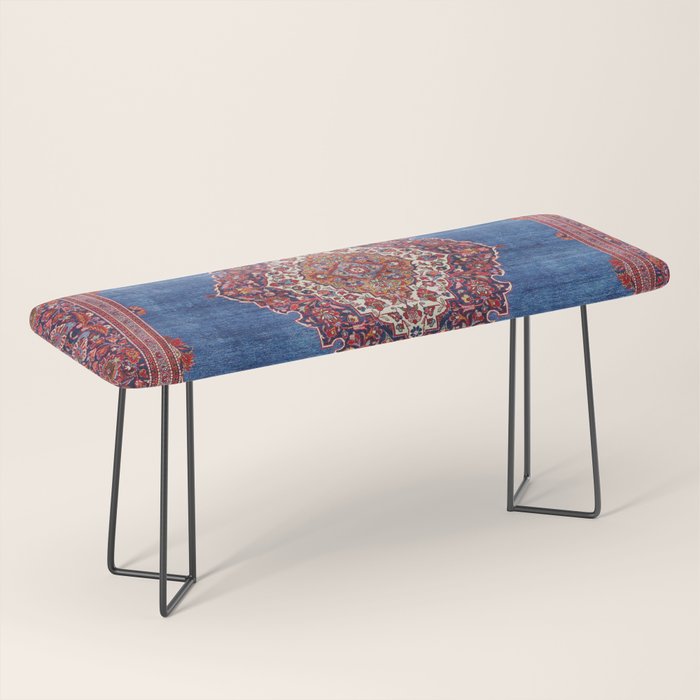 Silk Kashan Central Persian Rug Print Bench Gallery Image 1