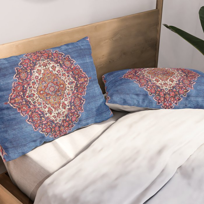Silk Kashan Central Persian Rug Print Pillow Sham Gallery Image 2