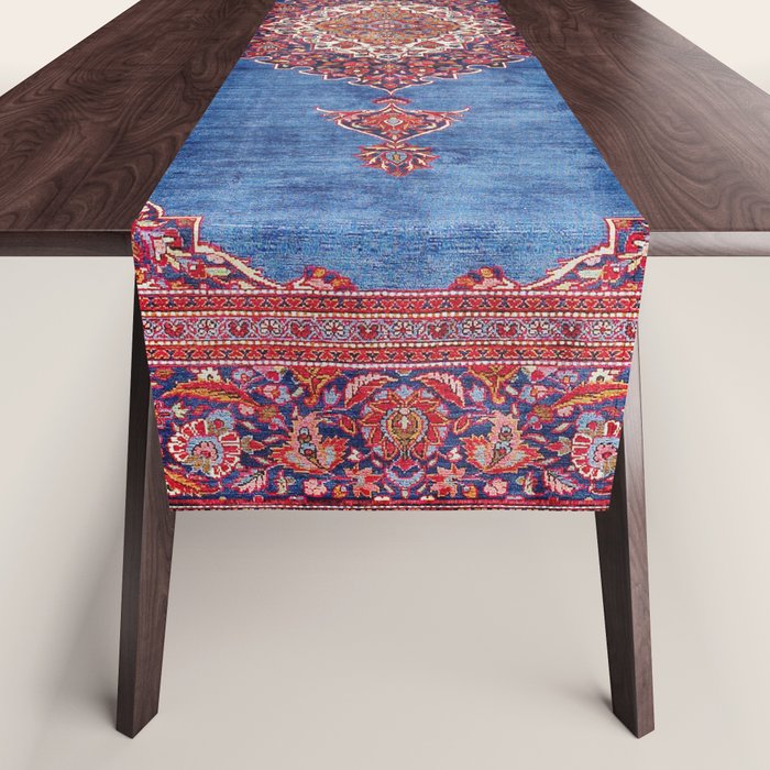Silk Kashan Central Persian Rug Print Table Runner Gallery Image 1