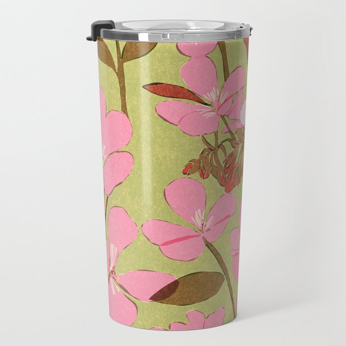 Pink Floral Pattern Travel Mug Gallery Image 3