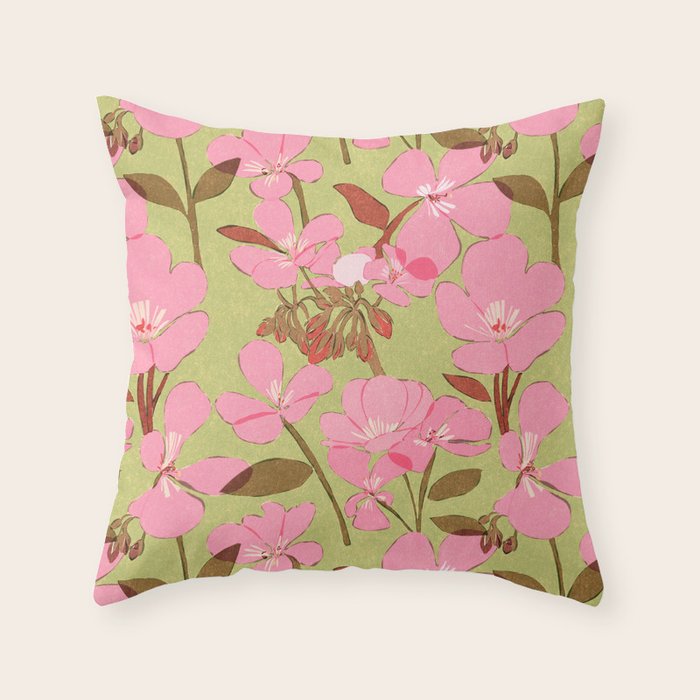 Pink Floral Pattern Throw Pillow Gallery Image 6