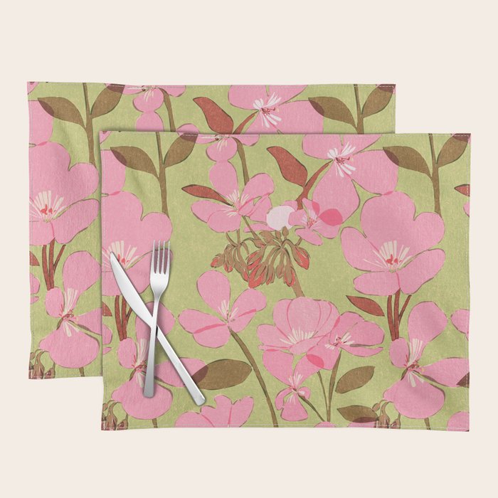 Pink Floral Pattern Placemat Gallery Image 1