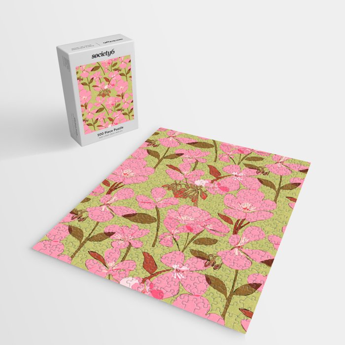 Pink Floral Pattern Jigsaw Puzzle Gallery Image 2