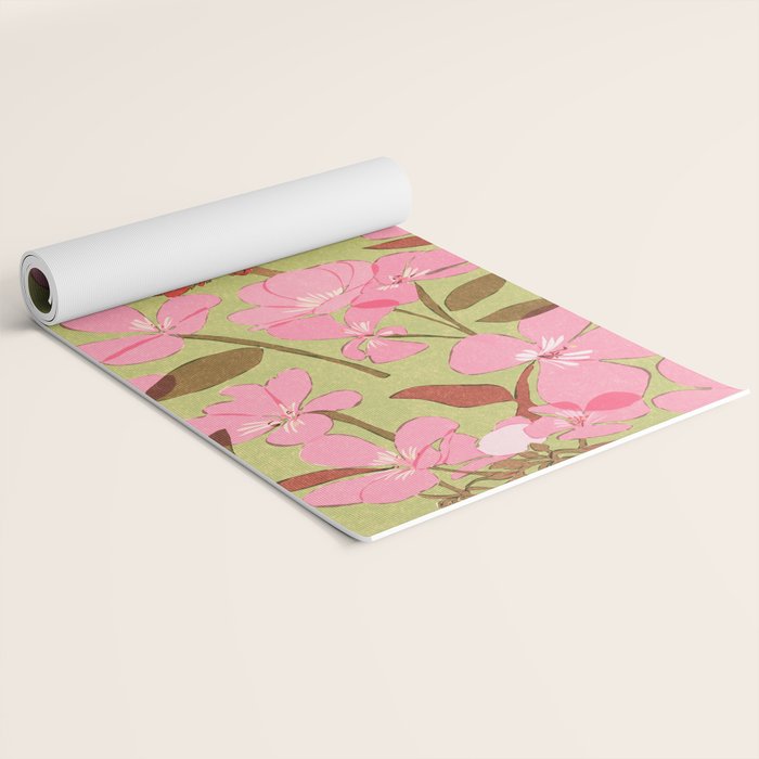 Pink Floral Pattern Yoga Mat Gallery Image 2