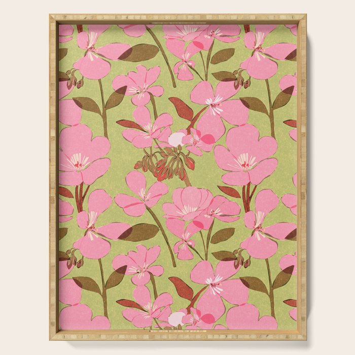 Pink Floral Pattern Serving Tray Gallery Image 1