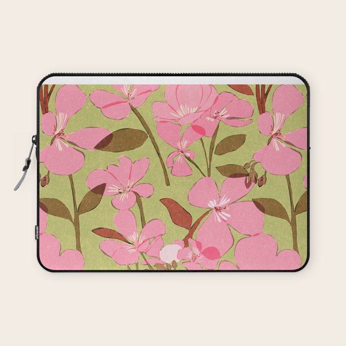 Pink Floral Pattern Laptop Sleeve Gallery Image 1