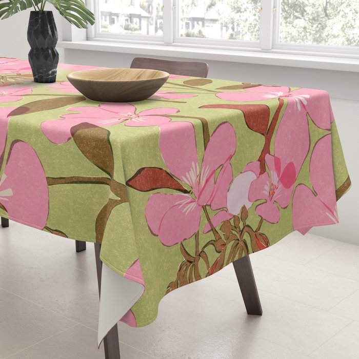 Pink Floral Pattern Tablecloth Gallery Image 3