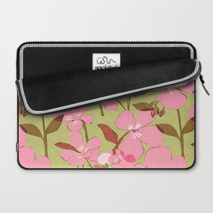 Pink Floral Pattern Laptop Sleeve Gallery Image 2