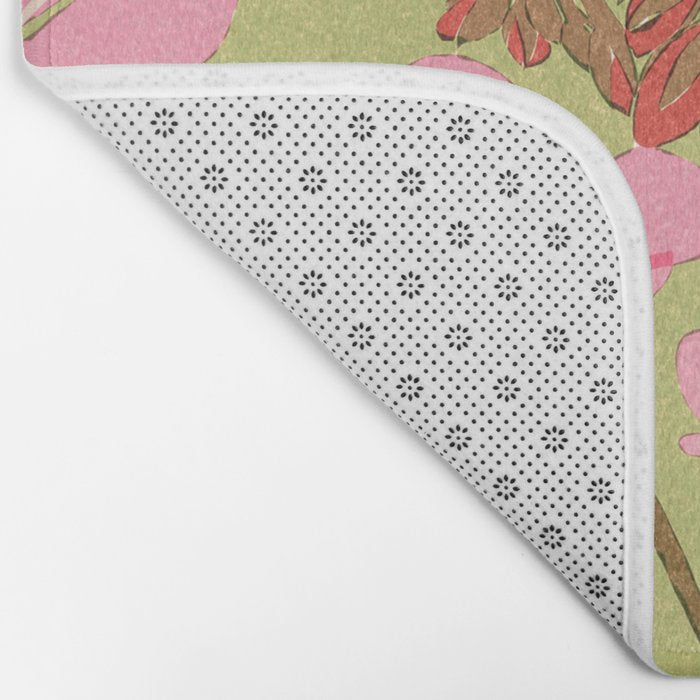 Pink Floral Pattern Bath Mat Gallery Image 2