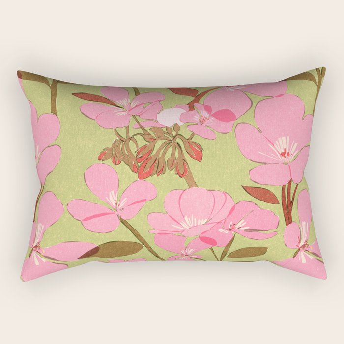 Pink Floral Pattern Rectangular Pillow Gallery Image 2