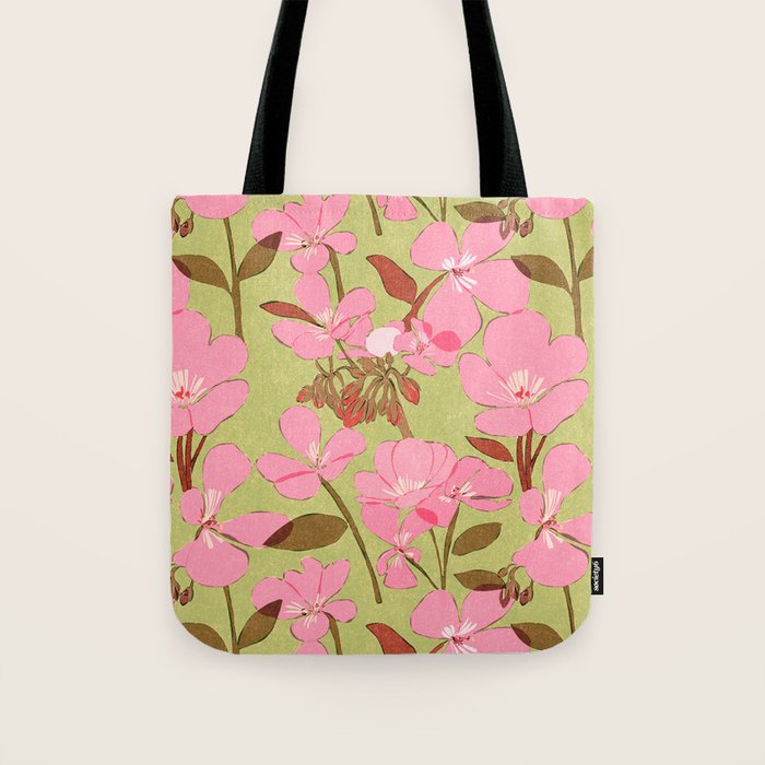 Pink Floral Pattern Tote Bag Gallery Image 1