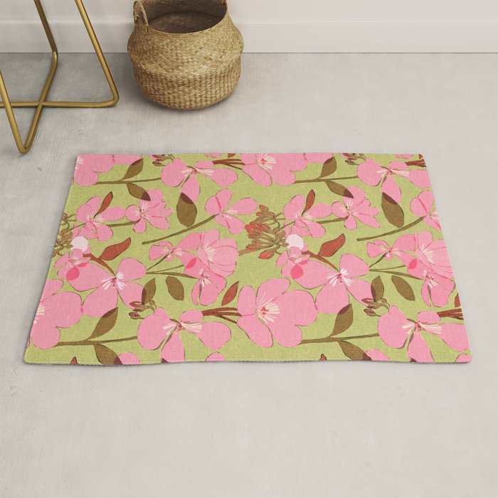Pink Floral Pattern Rug Gallery Image 1