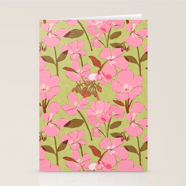 Pink Floral Pattern Stationery Card Gallery Image 2
