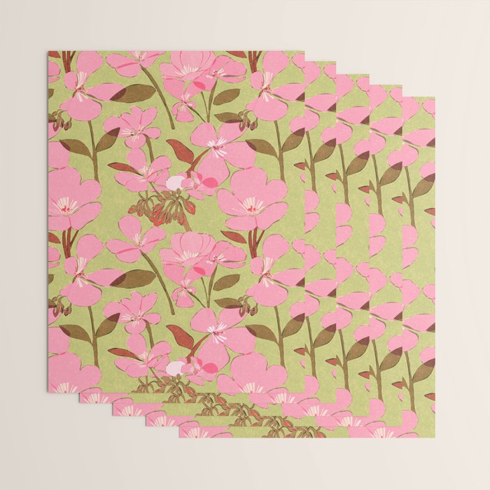 Pink Floral Pattern Wrapping Paper Gallery Image 3