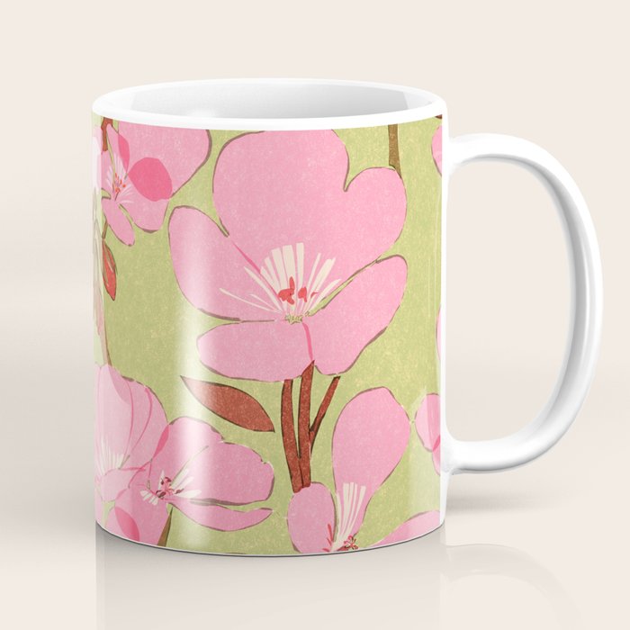 Pink Floral Pattern Coffee Mug Gallery Image 1