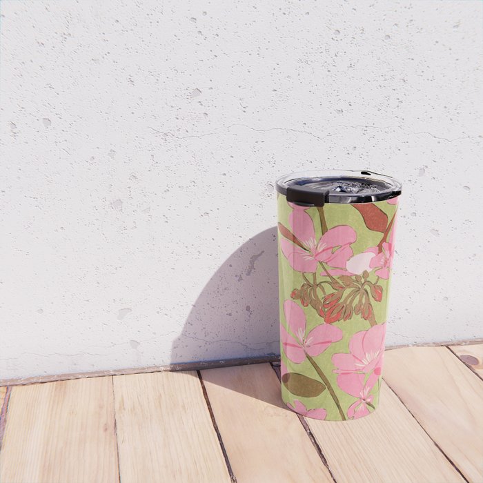 Pink Floral Pattern Travel Mug Gallery Image 4