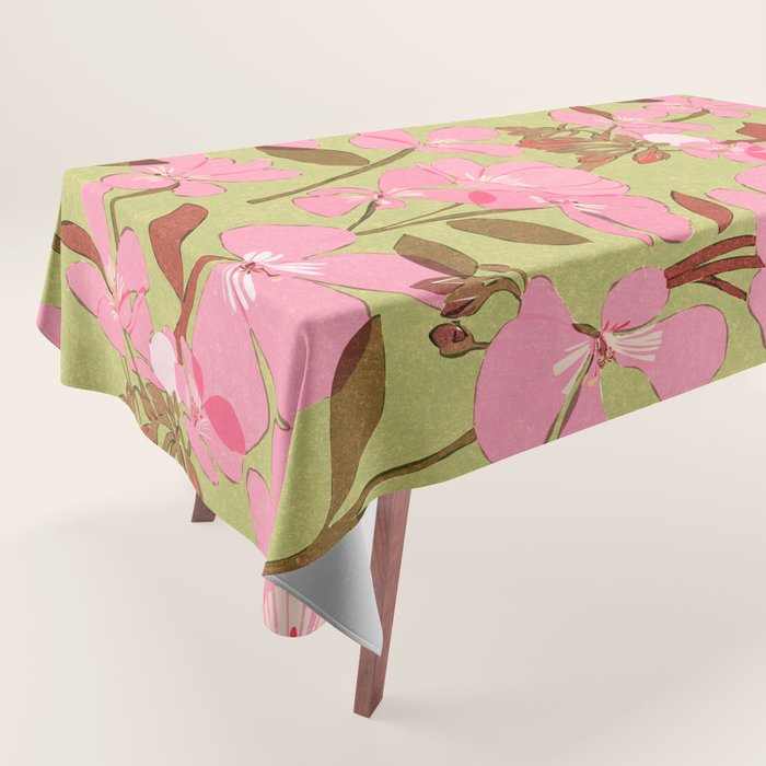 Pink Floral Pattern Tablecloth Gallery Image 1