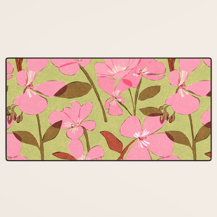 Pink Floral Pattern Desk Mat Gallery Image 3