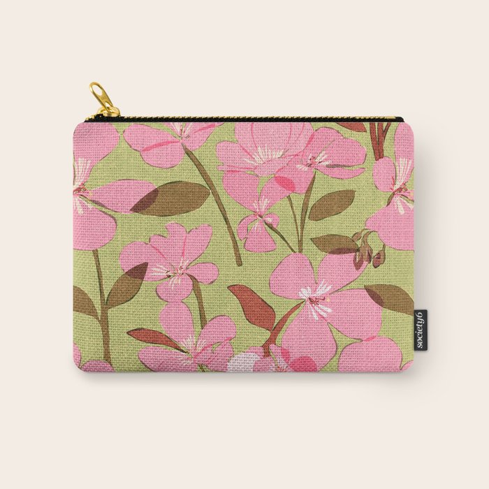 Pink Floral Pattern Carry All Pouch Gallery Image 1