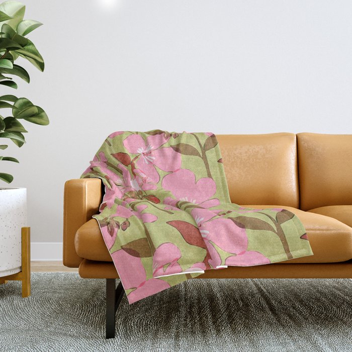 Pink Floral Pattern Throw Blanket Gallery Image 1