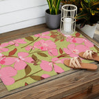 Pink Floral Pattern Outdoor Rug Gallery Image 2