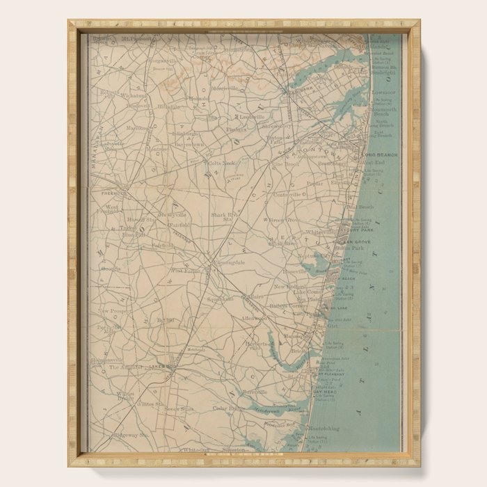 Vintage Map of The New Jersey Coast (1890) Serving Tray Gallery Image 1