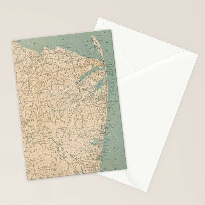 Vintage Map of The New Jersey Coast (1890) Stationery Card Gallery Image 2