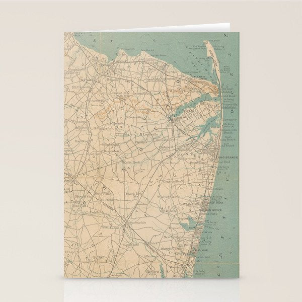 Vintage Map of The New Jersey Coast (1890) Stationery Card Gallery Image 2