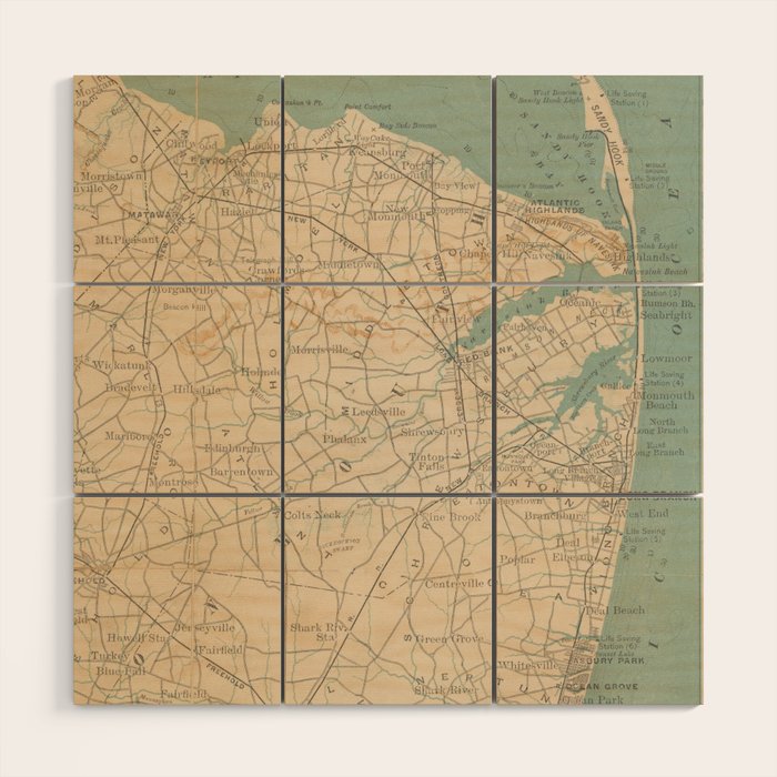 Vintage Map of The New Jersey Coast (1890) Wood Wall Art Gallery Image 1