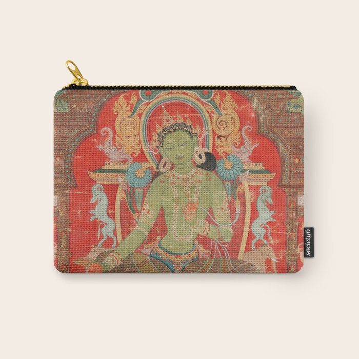 Green Tara 13th Century Tibetan Art Carry All Pouch Gallery Image 1