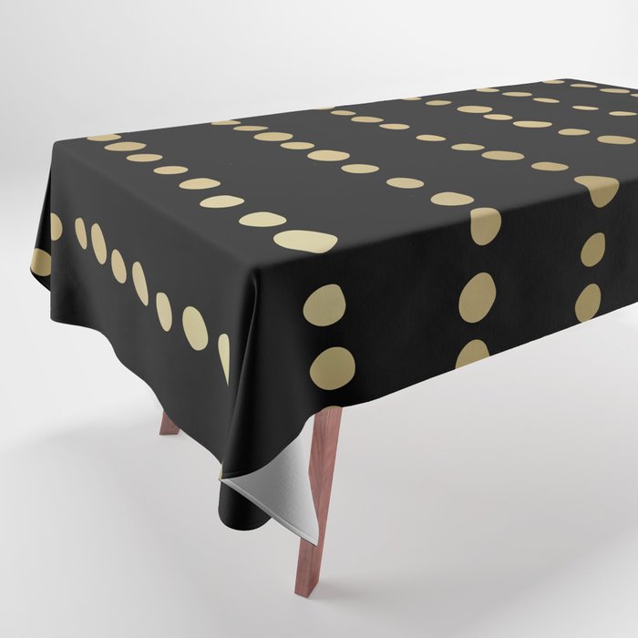 Boho Mudcloth Dots Pattern, Black and Gold Tablecloth Gallery Image 1