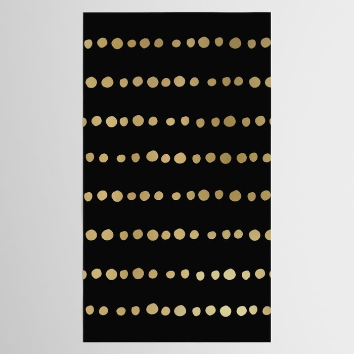 Boho Mudcloth Dots Pattern, Black and Gold Tablecloth Gallery Image 2