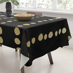 Boho Mudcloth Dots Pattern, Black and Gold Tablecloth Gallery Image 3