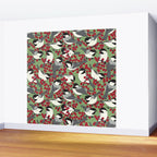 Chickadees & Winterberry Holly Wall Mural Gallery Image 2