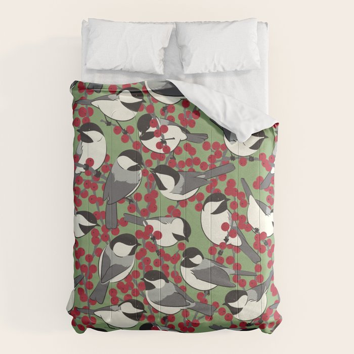 Chickadees & Winterberry Holly Comforter Gallery Image 6