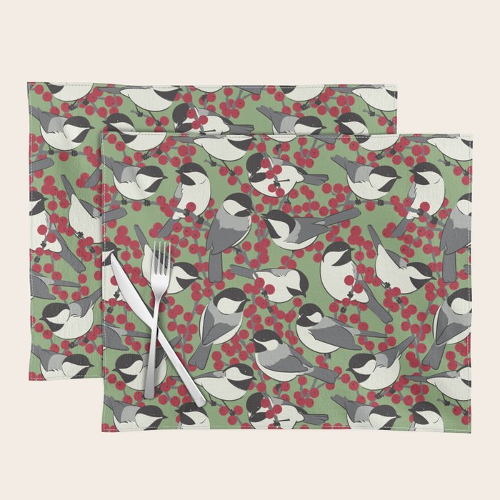 Chickadees & Winterberry Holly Placemat Gallery Image 1